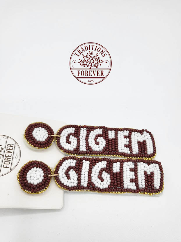 Texas A&M Gig 'Em Thumbs Up Earrings