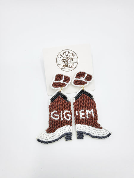 Texas A&M Earrings | GIG EM BOOTS | Original Design!