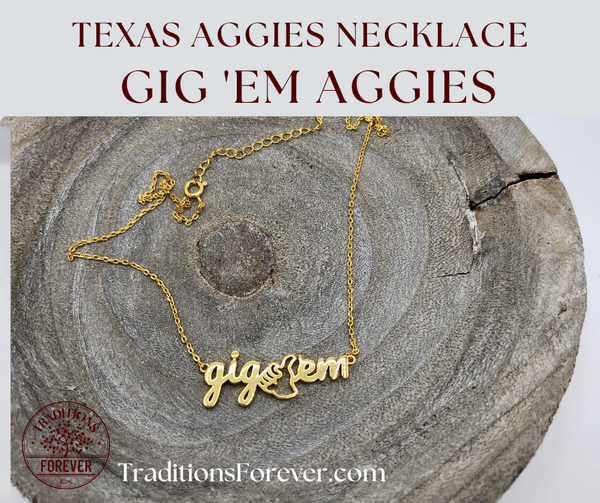 Texas Aggie Necklace | GIG 'EM | 18k Gold Vermeil