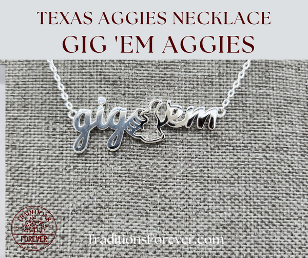 Texas Aggie Necklace | GIG 'EM | Sterling Silver